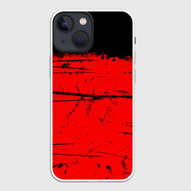 Чехол для iPhone 13 mini с принтом КРАСНЫЙ ГРАНЖ | RED GRUNGE ,  |  | Тематика изображения на принте: grunge | red | брызги | брызги краски | гранж | краска | краска и ничего лишнего | красная краска | красный | пятна | разводы | черно красный