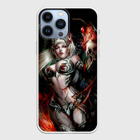 Чехол для iPhone 13 Pro Max с принтом Ведьма с красными глазами ,  |  | beautiful girl | blond | bloody look | charming witch | halloween | happy halloween | holiday | red eyes | блондинка | горящий череп | красивая девушка | красные глаза | кровавый взгляд | огонь | очаровательная колдунья | 