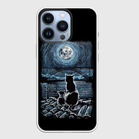 Чехол для iPhone 13 Pro с принтом КОТЫ НА КРЫШЕ ,  |  | Тематика изображения на принте: cat | moon | night | животные | звезды | звери | кот | котенок | коты | кошка | красиво | крыша | луна | мама | небо | ночь | тьма