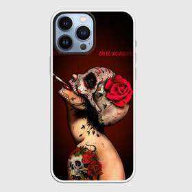 Чехол для iPhone 13 Pro Max с принтом Ведьма с красной розой ,  |  | body art | cigarette | day of the dead | halloween | happy halloween | holiday | nude witch | profile | red rose | skull | tattoo | боди арт | день мертвых | красная роза | обнаженная ведьма | праздник | профиль | тату | хэллоуин