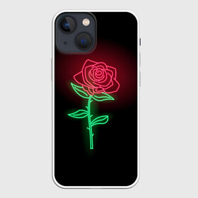 Чехол для iPhone 13 mini с принтом _Неоновая_Роза_ ,  |  | нейон | неон | неоновая роза | неор | роза | роза нейновая | роза нейоновая
