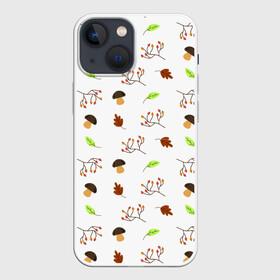 Чехол для iPhone 13 mini с принтом AUTUMN MOTIFS ,  |  | autumn | грибы | листья | осень | рябина | сентябрь