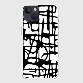 Чехол для iPhone 13 с принтом Черно Белый мотив Cantabrigiensia, подходящий для раскрашивания вручную ,  |  | креативный шум | модный и пестрый | орнамент | раскраска | стильный мотив | чб | черно белое | элегантный