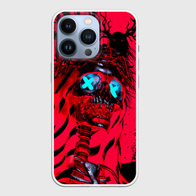 Чехол для iPhone 13 Pro с принтом Красный скелет в диком лесу ,  |  | halloween | happy halloween | holiday | monster | neon crosses | night | red skeleton | skull | wild forest | дикий лес | красный скелет | неоновые кресты | ночь | праздник | хэллоуин | череп | чудовище