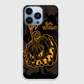 Чехол для iPhone 13 Pro с принтом Зубастая тыква на Хэллоуин ,  |  | dark forest | fangs | fear | halloween | happy halloween | holiday | night monster | toothy pumpkin | зубастая тыква | клыки | мрачный лес | ночное чудовище | праздник | хэллоуин