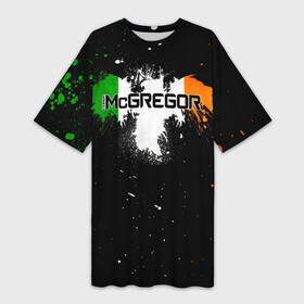 Платье-футболка 3D с принтом Ирландский орел Конор МакГрегор ,  |  | Тематика изображения на принте: conor mcgregor | fighter | irish | m1 | martial | mixed | the notorious | ufc | ufs | wrestling | боевые | боец | борьба | единоборства | ирландский | искусства | конор макгрегор | м1 | мма | печально известный | смешанные | юфс
