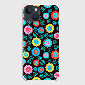 Чехол для iPhone 13 с принтом Flоwers ,  |  | colour | flowers | texture | разноцветные | текстура | цветы