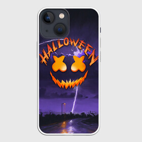 Чехол для iPhone 13 mini с принтом ХЕЛЛОУИН НОЧЬ   HALLOWEEN NIGHT MARSHMELLO ,  |  | Тематика изображения на принте: bats | bones | ghost | halloween | marshmello | pumpkin | skull | кости | летучие мыши | маршмелло | приведение | призрак | скелет | тыква | хеллоуин | хоррор | хэллоуин