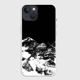 Чехол для iPhone 13 с принтом ГОРЫ Ч Б ,  |  | black | dark | mounting | night | white | белый | вершина | горы | ночь | природа | снег | фильтр | хребет | черный