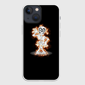 Чехол для iPhone 13 mini с принтом огненный скелетик ,  |  | ведьма | вечеринка | диджей | дискотека | колдун | скелет | танец | хэллоуин