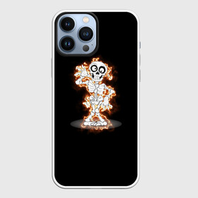 Чехол для iPhone 13 Pro Max с принтом огненный скелетик ,  |  | ведьма | вечеринка | диджей | дискотека | колдун | скелет | танец | хэллоуин