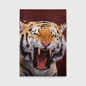 Обложка для автодокументов с принтом Тигр красавчик сердится , натуральная кожа |  размер 19,9*13 см; внутри 4 больших “конверта” для документов и один маленький отдел — туда идеально встанут права | 2022 | aggressive | angry | fangs | new year | open mouth | predator | tiger | year of the tiger | агрессивный | год тигра | клыки | новый год | открытая пасть | сердитый | тигр | хищник