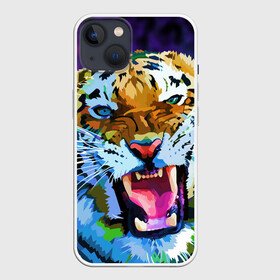 Чехол для iPhone 13 с принтом Рычащий Шархан ,  |  | 2022 | evil face | growling | new year | pop art | predator | tiger | year of the tiger | год тигра | новый год | поп арт | рычащий | тигр | хищник