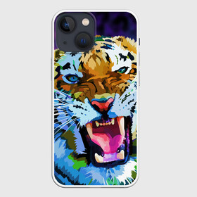 Чехол для iPhone 13 mini с принтом Рычащий Шархан ,  |  | 2022 | evil face | growling | new year | pop art | predator | tiger | year of the tiger | год тигра | новый год | поп арт | рычащий | тигр | хищник