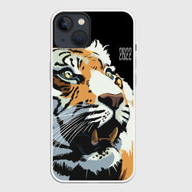 Чехол для iPhone 13 с принтом Тигр перед атакой ,  |  | Тематика изображения на принте: 2022 | before the attack | look | new year | open mouth | predator | tiger | year of the tiger | взгляд | год тигра | новый год | открытая пасть | перед атакой | тигр | хищник