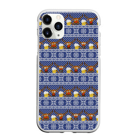 Чехол для iPhone 11 Pro матовый с принтом Олени отдыхают , Силикон |  | вязанный | новогодний | олень | паттерн | рождественский | с оленями | свитер | узор