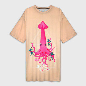 Платье-футболка 3D с принтом В плену у Кальмара ,  |  | squid game | игра в кальмара | игра на выживание | сериал | сериалы
