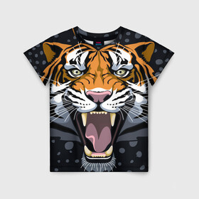Детская футболка 3D с принтом Амурский тигр в ночи , 100% гипоаллергенный полиэфир | прямой крой, круглый вырез горловины, длина до линии бедер, чуть спущенное плечо, ткань немного тянется | 2022 | aggression | amur tiger | beast | grin | new year | night | open mouth | predator | snowfall | winter | year of the tiger | агрессия | амурский тигр | год тигра | зверь | зима | новый год | ночь | оскал | открытая пасть | снегопад | хищник