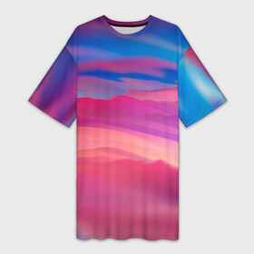 Платье-футболка 3D с принтом Гармоничные цветовые волны ,  |  | волны | гармония | красивые волны | цвета | цветовые волны