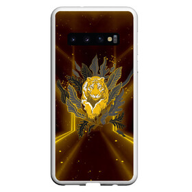 Чехол для Samsung Galaxy S10 с принтом Золотой тигр 2022 , Силикон | Область печати: задняя сторона чехла, без боковых панелей | 2022 | год тигра | новый год | новый год 2022 | символ года | тигр | тигренок | тигрица | тигры