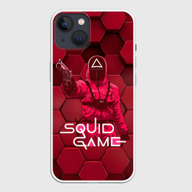 Чехол для iPhone 13 с принтом Игра в кальмара   красные 3D кубы ,  |  | among us | squid game | выживание | игра в кальмара | кальмар | корейский | корея | хван чжун хо | чо сан