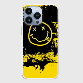 Чехол для iPhone 13 Pro с принтом Нирвана Гранж | Nirvana Smile ,  |  | album | curt | grunge | kobain | logo | music | nevermind | nirvana | rock | smells like | smile | teen spirit | альбом | брызги | гитара | гранж | курт кобейн | логотип | музыка | невермайнд | нирвана | потертости | рок | смайл | стикер