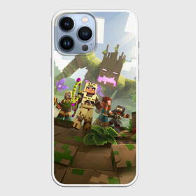 Чехол для iPhone 13 Pro Max с принтом МАЙНКРАФТ ГЕРОИ ПРОТИВ ЗЛА ,  |  | block | creeper | cube | minecraft | pixel | tnt | блок | геометрия | крафт | крипер | кубики | майнкрафт | пиксели | тнт