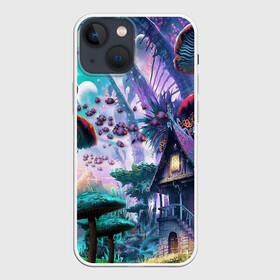 Чехол для iPhone 13 mini с принтом FantasyFish ,  |  | fantasy | fish | home | mushroom | planet | stars | грибы | дом | звезды | планеты | рыба | фантазия | фентези