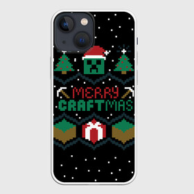 Чехол для iPhone 13 mini с принтом MINECRAFT (CHRISTMAS) ,  |  | creeper | minecraft | steve | крипер | криппер | кубик | лего | майнкрафт | минекрафт | стив