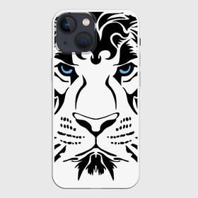 Чехол для iPhone 13 mini с принтом Водяной голубоглазый тигр ,  |  | 2022 | blue eyes | new year | ornament | pattern | predator | strength and tranquility | water tiger | year of the tiger | водяной тигр | год тигра | голубые глаза | новый год | орнамент | сила и спокойствие | узор | хищник