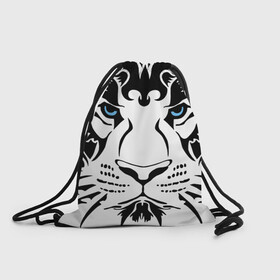Рюкзак-мешок 3D с принтом Водяной голубоглазый тигр , 100% полиэстер | плотность ткани — 200 г/м2, размер — 35 х 45 см; лямки — толстые шнурки, застежка на шнуровке, без карманов и подкладки | 2022 | blue eyes | new year | ornament | pattern | predator | strength and tranquility | water tiger | year of the tiger | водяной тигр | год тигра | голубые глаза | новый год | орнамент | сила и спокойствие | узор | хищник