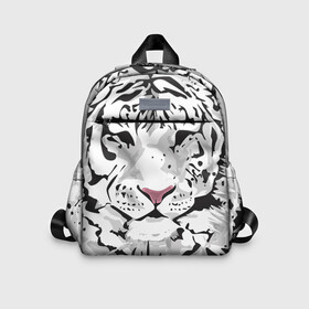 Детский рюкзак 3D с принтом Белый снежный тигр , 100% полиэстер | лямки с регулируемой длиной, сверху петелька, чтобы рюкзак можно было повесить на вешалку. Основное отделение закрывается на молнию, как и внешний карман. Внутри дополнительный карман. По бокам два дополнительных кармашка | 2022 | art | beast | new year | predator | splashes and drops | white tiger | year of the tiger | белый тигр | брызги и капли | год тигра | зверь | искусство | новый год | хищник