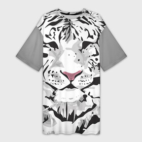 Платье-футболка 3D с принтом Белый снежный тигр ,  |  | 2022 | art | beast | new year | predator | splashes and drops | white tiger | year of the tiger | белый тигр | брызги и капли | год тигра | зверь | искусство | новый год | хищник