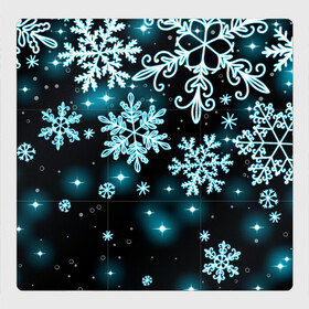 Магнитный плакат 3Х3 с принтом Космические снежинки , Полимерный материал с магнитным слоем | 9 деталей размером 9*9 см | christmas | happy new year | merry christmas | neon | new year | snow | snowflakes | winter | декабрь | звезды | зима | зимний орнамент | зимний узор | зимняя ночь | неоновый | новогодний принт | новогодняя ночь | новый год | ночь | подарок