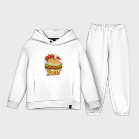 Детский костюм хлопок Oversize с принтом Королевский бургер ,  |  | булочка | бургер | гамбургер | иллюстрация | корона | котлета | макдак | чизбургер