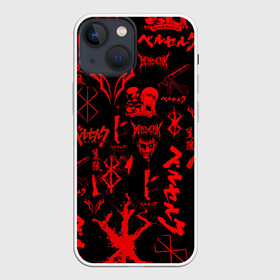 Чехол для iPhone 13 mini с принтом БЕРСЕРК ПАТТЕРН СИМВОЛИКА   КЛЕЙМО ,  |  | anime | anime berserk | berserk | knight | manga | аниме | аниме берсерк | берсерк | клеймо | манга | рыцарь | япония