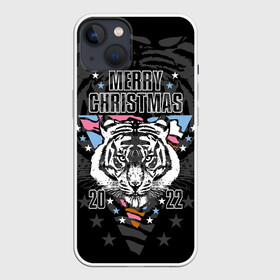 Чехол для iPhone 13 с принтом Merry Christmas 2022 ,  |  | 2022 | beast | merry christmas | new year | predator | stars | stern look | white tiger | year of the tiger | белый тигр | год тигра | звезды | зверь | новый год | суровый взгляд | хищник