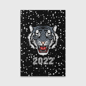 Обложка для паспорта матовая кожа с принтом Черный водяной тигр 2022 , натуральная матовая кожа | размер 19,3 х 13,7 см; прозрачные пластиковые крепления | Тематика изображения на принте: 2022 | beast | black water tiger | fangs | merry christmas | new year | predator | snow | stern grin | winter | year of the tiger | год тигра | зверь | зима | клыки | новый год | снег | суровый оскал | хищник | черный водяной тигр