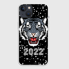 Чехол для iPhone 13 с принтом Черный водяной тигр 2022 ,  |  | Тематика изображения на принте: 2022 | beast | black water tiger | fangs | merry christmas | new year | predator | snow | stern grin | winter | year of the tiger | год тигра | зверь | зима | клыки | новый год | снег | суровый оскал | хищник | черный водяной тигр