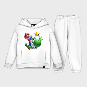 Детский костюм хлопок Oversize с принтом MarioYoshi ,  |  | bowser | bowsette | bullet bill | goomba | koopa | luigi | mario | mario heroes | nintendo | peach | power up | princess | princess peach | star | super mario | super mario bros | toad | wario | yoshi | боузер | братья марио | варио | купа | луиджи | мари