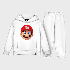 Детский костюм хлопок Oversize с принтом MarioHead ,  |  | bowser | bowsette | bullet bill | goomba | koopa | luigi | mario | mario heroes | nintendo | peach | power up | princess | princess peach | star | super mario | super mario bros | toad | wario | yoshi | боузер | братья марио | варио | купа | луиджи | мари