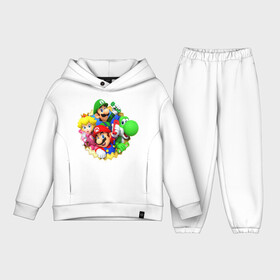 Детский костюм хлопок Oversize с принтом Mario wii ,  |  | bowser | bowsette | bullet bill | goomba | koopa | luigi | mario | mario heroes | nintendo | peach | power up | princess | princess peach | star | super mario | super mario bros | toad | wario | yoshi | боузер | братья марио | варио | купа | луиджи | мари