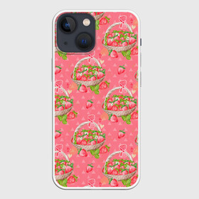 Чехол для iPhone 13 mini с принтом Корзина с клубникой ,  |  | клубника | клубничка | корзина | лето | фрукты | ягоды