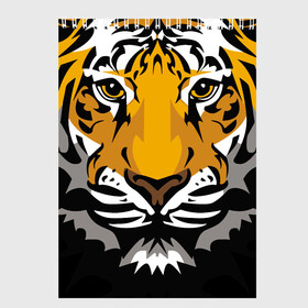 Скетчбук с принтом Суровый взгляд тигра , 100% бумага
 | 48 листов, плотность листов — 100 г/м2, плотность картонной обложки — 250 г/м2. Листы скреплены сверху удобной пружинной спиралью | Тематика изображения на принте: 2022 | beast | look | merry christmas | new year | predator | stern | tiger | year of the tiger | взгляд | год тигра | зверь | новый год | суровый | тигр | хищник