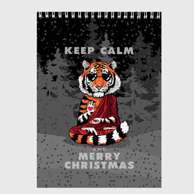 Скетчбук с принтом Keep calm and Merry Christmas , 100% бумага
 | 48 листов, плотность листов — 100 г/м2, плотность картонной обложки — 250 г/м2. Листы скреплены сверху удобной пружинной спиралью | Тематика изображения на принте: 2022 | beast | buddhist | heart | keep calm and merry christmas | meditation | new year | spruce forest | tiger | year of the tiger | буддист | год тигра | ельник | зверь | медитация | новый год | сердце | тигр | черные очки