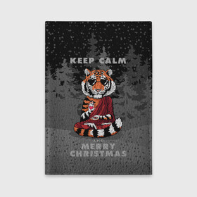 Обложка для автодокументов с принтом Keep calm and Merry Christmas , натуральная кожа |  размер 19,9*13 см; внутри 4 больших “конверта” для документов и один маленький отдел — туда идеально встанут права | 2022 | beast | buddhist | heart | keep calm and merry christmas | meditation | new year | spruce forest | tiger | year of the tiger | буддист | год тигра | ельник | зверь | медитация | новый год | сердце | тигр | черные очки