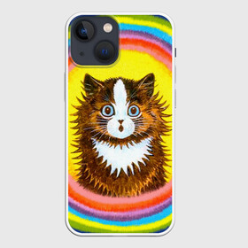 Чехол для iPhone 13 mini с принтом Радужный кот Луиса Уэйна ,  |  | benedict cumberbatch | louis wain | the electrical life | антропоморфный кот | бенедикт камбербэтч | живопись | известный художник | кошак | кошачьи миры луиса уэйна | луис вэйн | луис уэйн | радуга | радужный кот