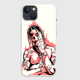 Чехол для iPhone 13 с принтом Тревис в огне ,  |  | hip hop | rap | rep | travis scott | исполнители | исполнитель | музыка | реп | трвис скотт | тревис скотт