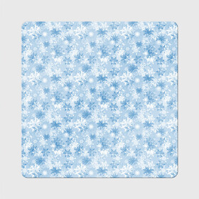 Магнит виниловый Квадрат с принтом Морозное Снежное Утро , полимерный материал с магнитным слоем | размер 9*9 см, закругленные углы | Тематика изображения на принте: merry christmas | дед мороз | ёлка | зима | мороз | новый год | подарок | праздник | рождество | с новым годом | сантаклаус | снег | снеговик | снегурочка | снежинки | снежные узоры | узоры