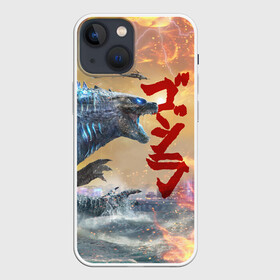 Чехол для iPhone 13 mini с принтом ГОДЗИЛЛА АТАКУЕТ ,  |  | comic con | godzilla | gojira | japan | logo | годзилла | знаки | иероглифы | лого | монстр | фильм | чудовище | япония